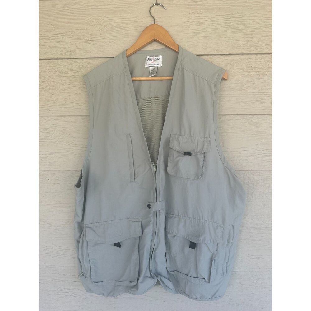 Fox Fire Inc Utility Fishing Cargo Vest Light Grey Mens 2XT Tall